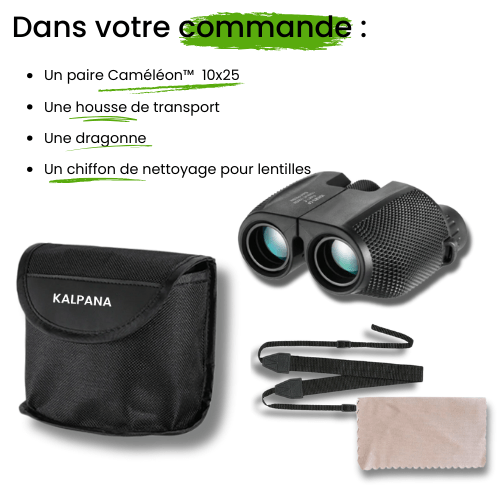 Jumelles de randonnée Caméléon® 10x25 – Compactes, Légères et Performantes - KALPANA