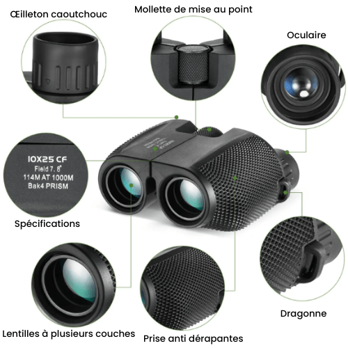 Jumelles de randonnée Caméléon® 10x25 – Compactes, Légères et Performantes - KALPANA