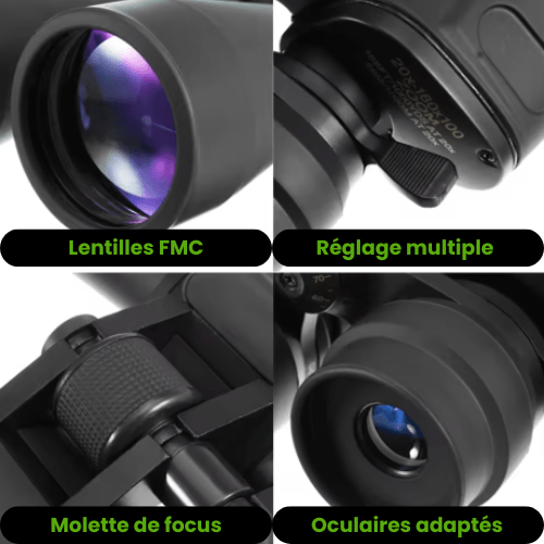 Jumelles de randonnée Faucon® 20 - 180x100 – Ultra Puissantes et Haute Précision - KALPANA