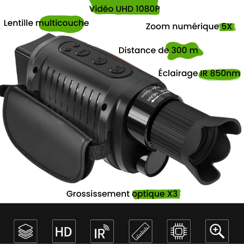 Monoculaire de Vision Nocturne Chouette® – Zoom X15 & Enregistrement Full HD - KALPANA
